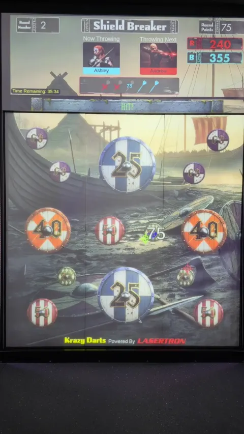 Krazy Darts simulator gameplay screen