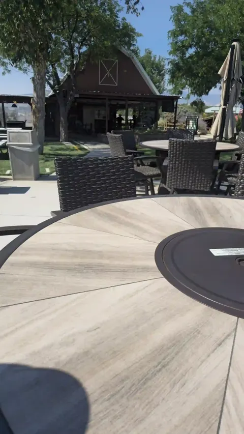 Covered patio seating area