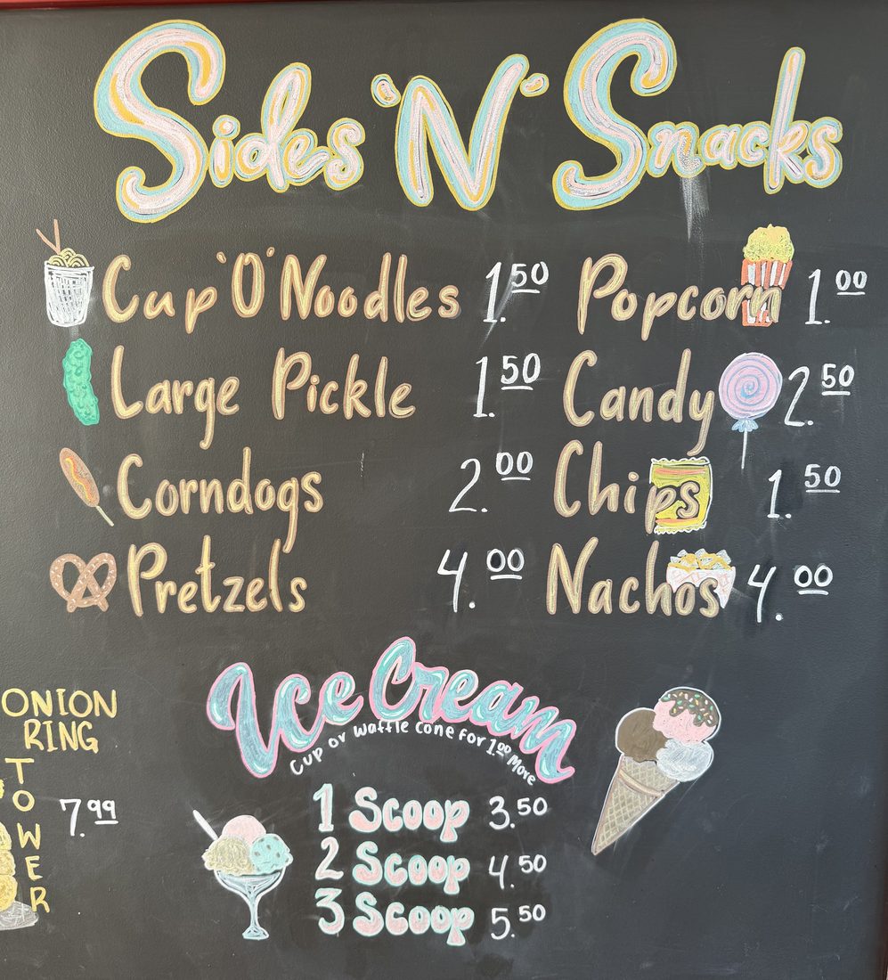 Sides and snacks menu
